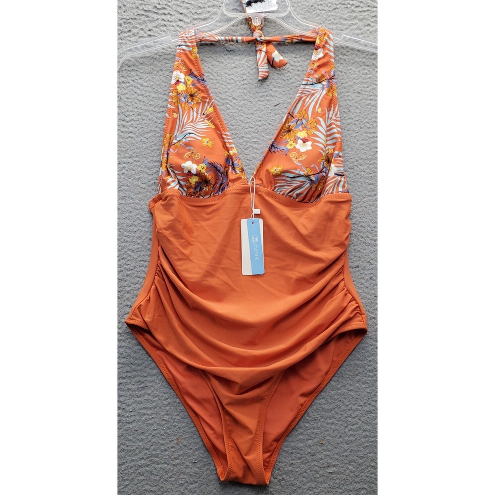 Cupshe Swimsuit Large Womens Multi Tropical One Piece Stretch Tummy Control‎